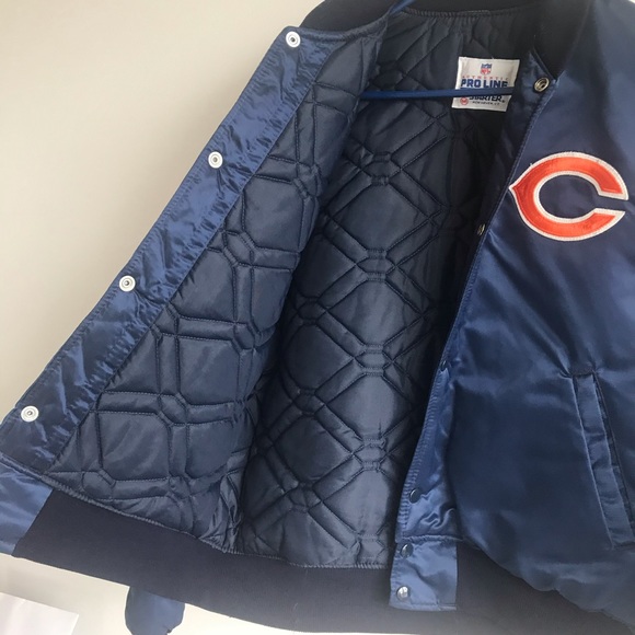 90s VTG STARTER CHICAGO BEARS Jacket Satin Snap M - Picture 10 of 13